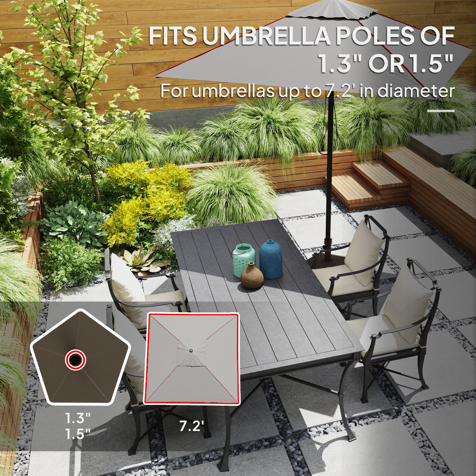 Outsunny Patio Umbrella Base Holder Outdoor Umbrella Stand, Filled Up to 42lbs with Stand or 33lbs with Water for Garden Poolside, Brown