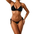 thumbnail image 4 of TTUHYWXI Women's Shiny Triangle Bikini Set Sequin Halter String Backless Tie Side Two Piece Swimsuit Bathing Suit (Black, L), 4 of 6