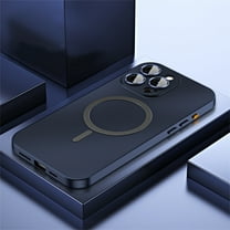 Magnetic Case for iPhone 15 Pro Max Compatible with MagSafe, Aluminum Alloy Metal Phone Case with Camera Lens Protector, Full Shockproof Secure Buckle Non-Slip Cover for iPhone 15 Pro Max, Blue