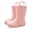 Pink, variant on Boys Girls Waterproof Rain Boots Kids Toddler Solid Color Rain Shoes with Easy On Handles
