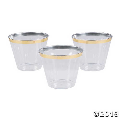Small Plastic Cups with Gold Trim