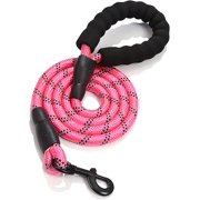 5 FT Dog Leash, Strong and Durable Leashs with Comfortable Padded Handle and Highly Reflective Threads for Large Medium Small Dogs and Puppy (Pink)