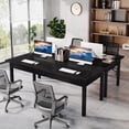 thumbnail image 6 of Tribesigns 63-Inch Executive Desk, Modern Office Computer Desk with Metal Sturdy Frame, Farmhouse Writing Table for Home & Office (Black), 6 of 8