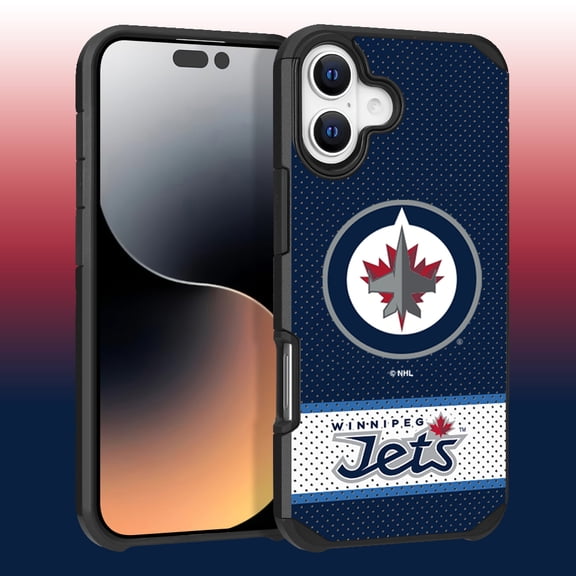 Apple iPhone 16 Plus (6.7) - NHL Licensed Winnepeg Jets Team Logo on Jersey Textured Dual Layer Case