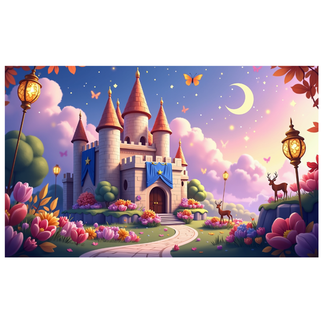 Fairytale Castle Backdrop Banner for Kids Party Wedding Photo Shoot Birthday Decoration Events Magical Background Props