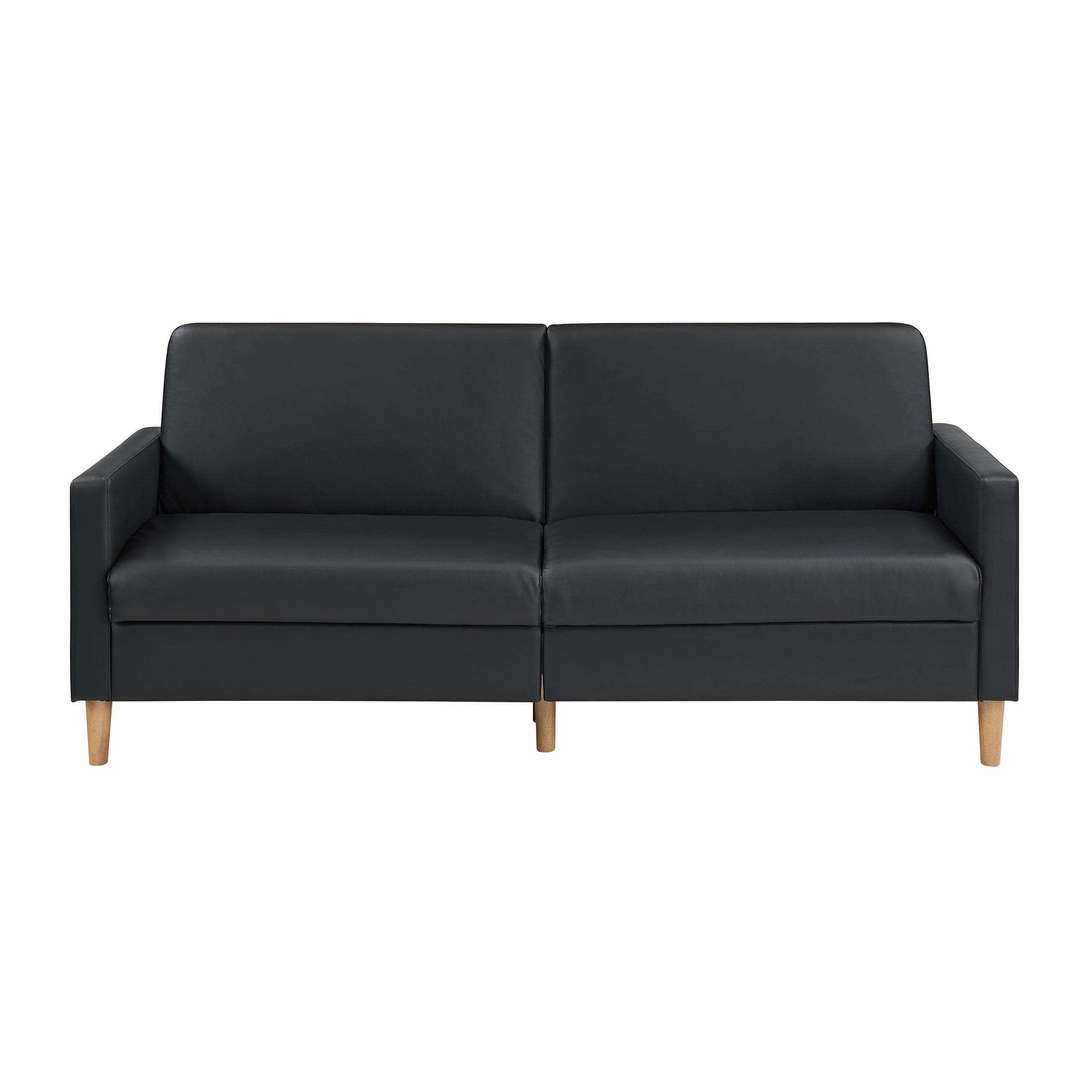 OakvillePark Cedarsong Faux Leather Convertible Sofa Bed, Black