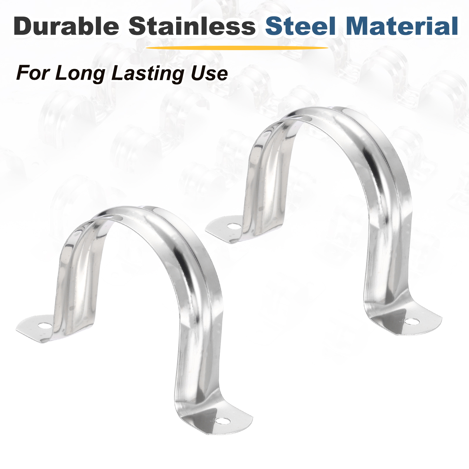 Uxcell 52pcs Conduit Clamp 2 Inch, 1 Hole Stainless Steel Pipe Strap, U Bracket Single Band Rigid Metal Conduit Hanger for Pipe Fixing, Tube Wire Installation