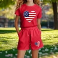 thumbnail image 6 of Stamzod Girls' Clothing Sets American Flag Short Sleeve Tops and Shorts Summer 2 Piece Outfits 3-14 Years Red 11-12 Years, 6 of 6
