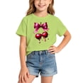 thumbnail image 2 of WhouRiu Girls Fashion Graphic Tees Back To School Kids Short Sleeve Crew Neck Tshirt Comfortable Cute Casual Summer T Shirts,6-8 Years, 2 of 5