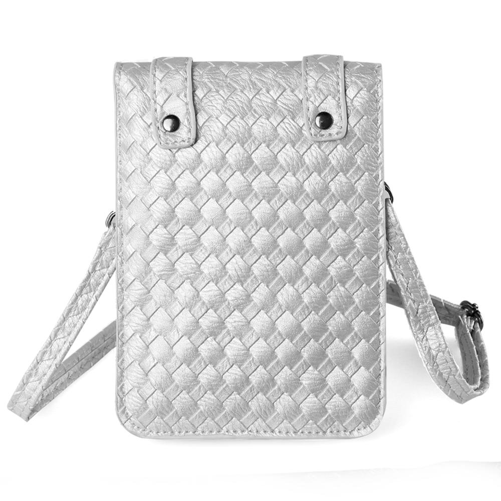 Vegan Leather Braid Woven Crossbody Purse with Adjustable Shoulder Strap and Two Compartments for Travel, Festivals, and Every Day Use (Black)