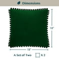 thumbnail image 5 of PAVILIA Emerald Green Throw Pillow Covers with Pom Pom 18x18 Set of 2, Decorative Pillow Cases for Bedroom Aesthetic, Small Throw Pillows Set for Bed, Velvet Euro Plush Cushion Covers for Sofa Couch, 5 of 7