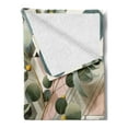 thumbnail image 2 of Ambesonne Eucalyptus Leaves Fleece Throw Blanket Retro Branches 60"x80" Orange Blue Grey Peach, 2 of 5