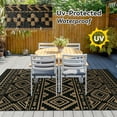 thumbnail image 6 of VUNATE Outdoor Rug Carpet 5'x8' Waterproof Reversible Patio Rug Portable Boho Indoor Outdoor Rug Plastic Straw Rug for Beach RV Camping Garden Picnic Deck Backyard Modern Porch Decor Black and Brown, 6 of 7