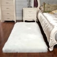 thumbnail image 1 of Alfombra peluda para dormitorio y sala de estar, elección ética, piel de oveja sintética ultra suave, cálida en invierno, piel de cordero artificial, 60 x 150 pulgadas, color blanco, fácil de, 1 of 5