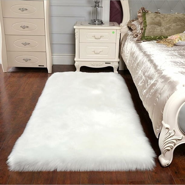 Alfombra de piel sintética, piel de cordero artificial suave y esponjosa, piel de oveja de imitación, alfombra de dormitorio, sala de estar, alfombra de noche, alfombra de dormitorio para adultos,