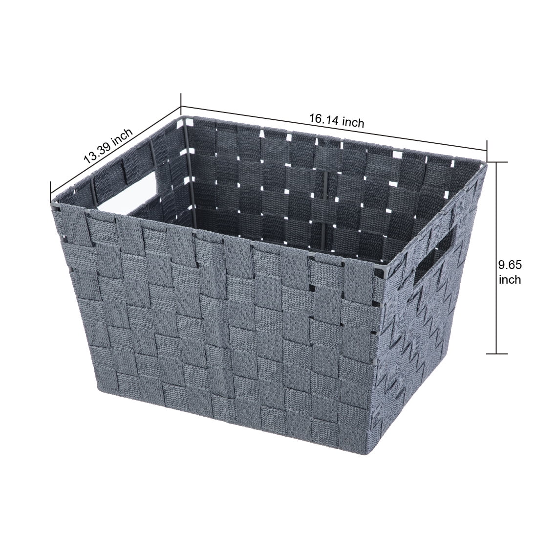 (4 pack) Mainstays Large Gray Woven Fabric Decorative Storage Basket, 16 in x 9.6 in x 13.4 in