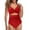 Red, variant on Sngxgn Womens Scoop Neck Cut Out Front Lace Up Back Swimsuit(Dark Blue,XXL)