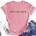 thumbnail image 2 of NAMTYQX Plus Size Tops for Women Oversize Patterned Cool Round Neck Muster Cute Boxy Fit Short Sleeve Stretch Tshirts Shirts for Women Graphic Pink Size 2XL, 2 of 5