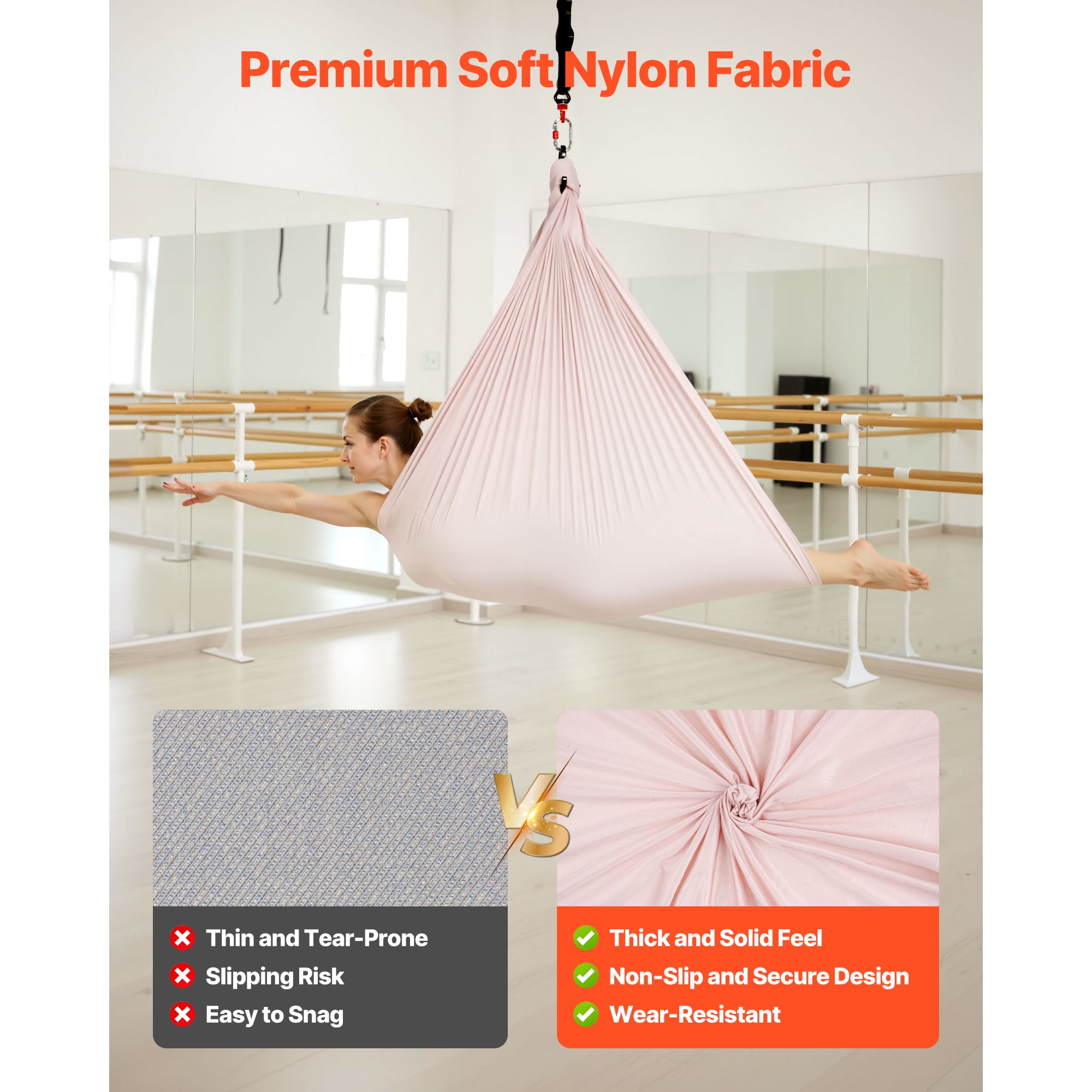 KFFKFF Aerial Yoga Hammock, 300 lbs Capacity, Nylon Fabric Swing with PE Zipper Bag, Ideal for Parent-Child Activities, Muscle Strengthening, and Yoga Practice