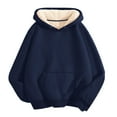 thumbnail image 2 of Bibifish Womens Hoodies Thick Lining Drop Shoulder Solid Color Hoodies Warm Cozy Fall Winter Drawstring Pullover Tops With Pocket, 2 of 4