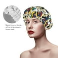 thumbnail image 4 of Kdxio Happy Skeleton Print Shower Cap for Women,Elastic and Reusable,Double Waterproof Layers Bathing Hat, 4 of 9