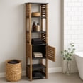 thumbnail image 5 of Evideco Tall Thin Storage Tower Cabinet with Magnetized Louvered Door and 5 Shelves, Acacia Gray, 5 of 11