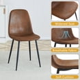 thumbnail image 4 of TesNus Dining Chairs Set of 4 Faux Leather Brown Upholstered Black Metal Legs for Dining Room Living Room, 4 of 10