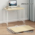 thumbnail image 2 of Natural & White Folding Desk With Wheels Portable Rolling Laptop Table Space Saving For Home Office Bedroom, 2 of 8