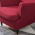 thumbnail image 4 of TOPCHANCES Jacquard Wingback Chair Slipcovers, 2-Piece Stretch Spandex Wing Chair Covers, Waterproof Wingback Armchair Sofa Slipcover for Living Room Bedroom ( Wine Red ), 4 of 8