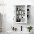 thumbnail image 2 of YSNW Wall-Mounted Bathroom Cabinet with Mirror, Space-Saving Storage Organizer with Adjustable Shelves and Open Compartments (White), 2 of 7