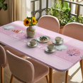 thumbnail image 3 of Pink Summer Coastal Table Cloths for 5 Foot Rectangle Tables, Modern Ocean Waves Starfish Shell Patio Waterproof Elastic Fitted Tablecloths, Washable Rectangular Table Cover for Camping, 3 of 8