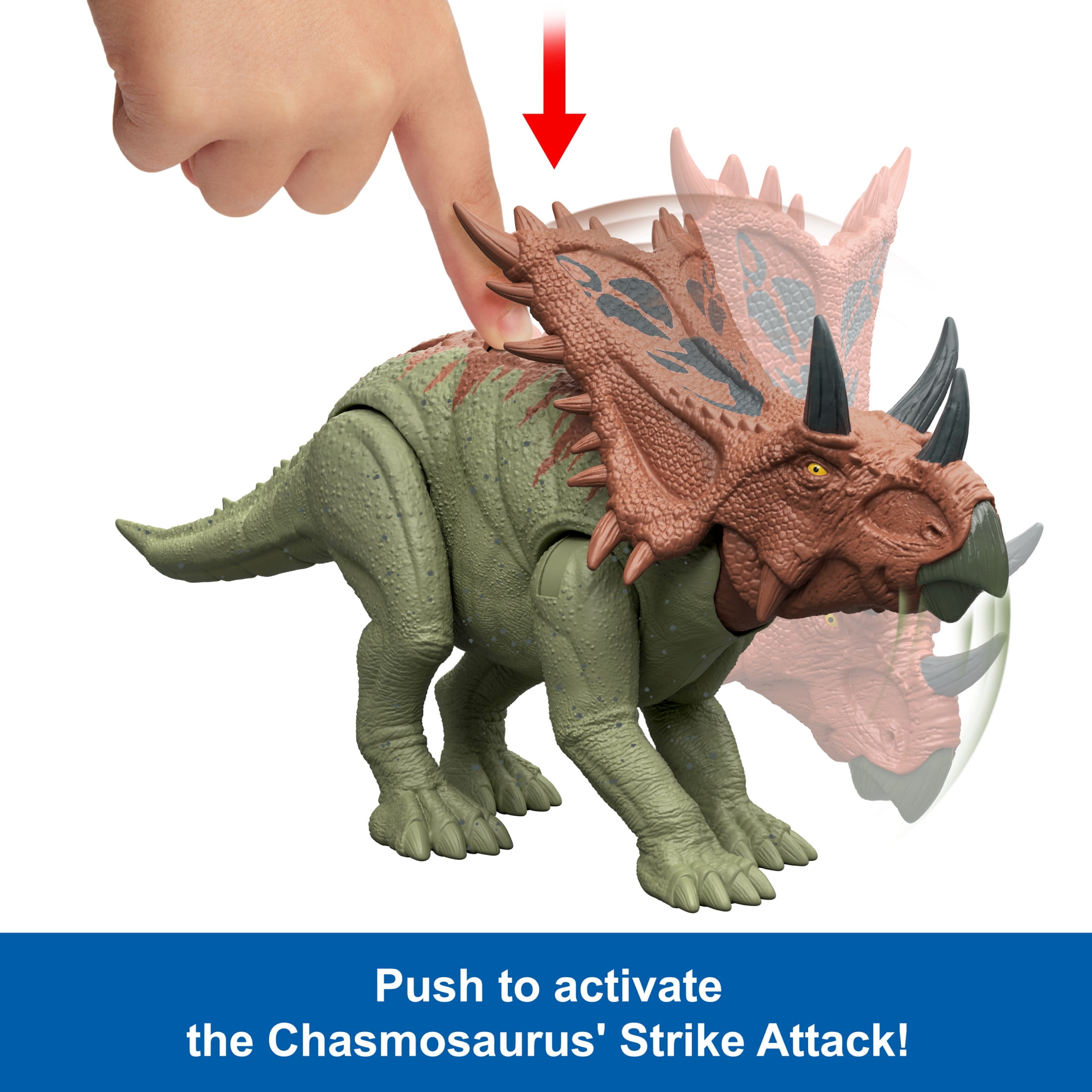 Jurassic World Strike Attack Chasmosaurus Dinosaur Action Figure Toy with Single Strike Action