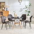 thumbnail image 6 of Hi loPres 5-Piece Round Dining Table Set, 31.5" Black Desk with Storage Basket, 4 Dark Gray Quilted PU Chairs for Small Apartment Nook, 6 of 10