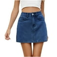 thumbnail image 2 of Womens Skirts High-Waist Distressed Denim Skirt with Pockets Casual Short Skirt Dark Blue S, 2 of 6
