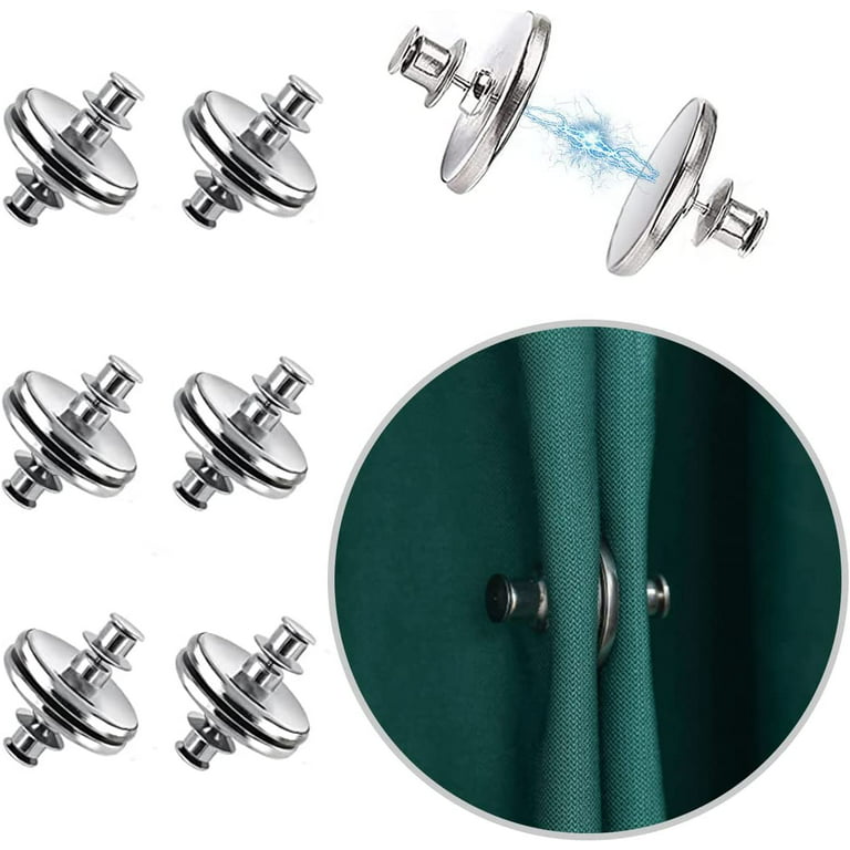 Suuchh 8 Pcs Curtain Magnets Closure for Drapes, Round Magnetic Curtain Clips Metal Holdback Button to Prevent Lights from Leaking, Detachable Drapery