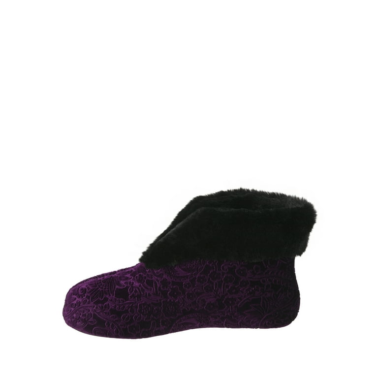 Dearfoams Women s Embossed Velour Bootie Slippers Walmart