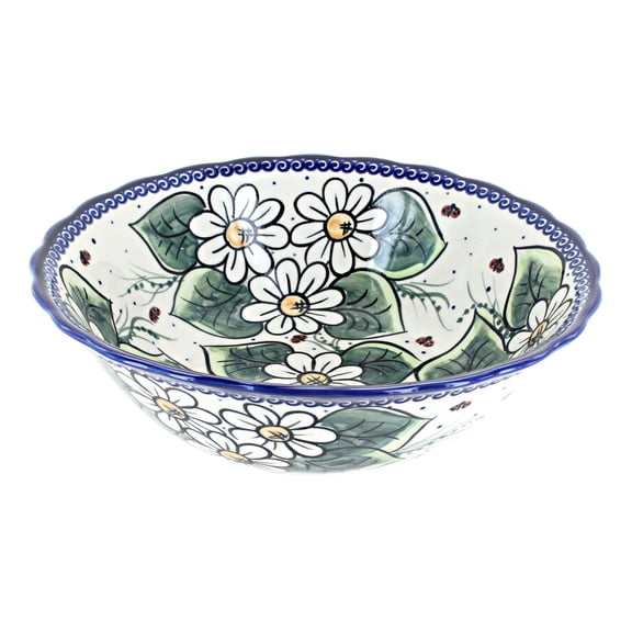Blue Rose Polish Pottery Ladybug Large Serving Bowl