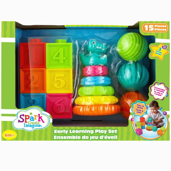 Spark Create Imagine Sensory Stack and Learn Set Children Toddlers 3 in 1 Playset, 6 Mos+