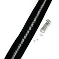 thumbnail image 4 of #5 Cremalleras de metal cortadas a medida Granel 2 yardas Cinta negra con 10 piezas Deslizadores Dientes de plata Cremallera hecha a mano para coser Bolsa de artesanía Mochila, carteras, monedero, 4 of 5