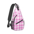 thumbnail image 2 of ZICANCN Crossbody Sling Bags for Women Men,Plaid Pink Design Casual Shoulder Backpacks for Hiking Daypacks, 2 of 9