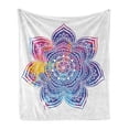 thumbnail image 1 of Lotus Soft Flannel Fleece Throw Blanket, Watercolor Vivid Mandala Artwork, Cozy Plush for Indoor and Outdoor Use, 50" x 70", Earth Yellow Violet Blue, by Ambesonne, 1 of 6