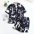 thumbnail image 2 of New Summer Ladies Viscose Pajamas Short Sleeve Shorts Two Piece Floral V-Neck Thin Loose Women's Homewear Set sleepwear, 2 of 4
