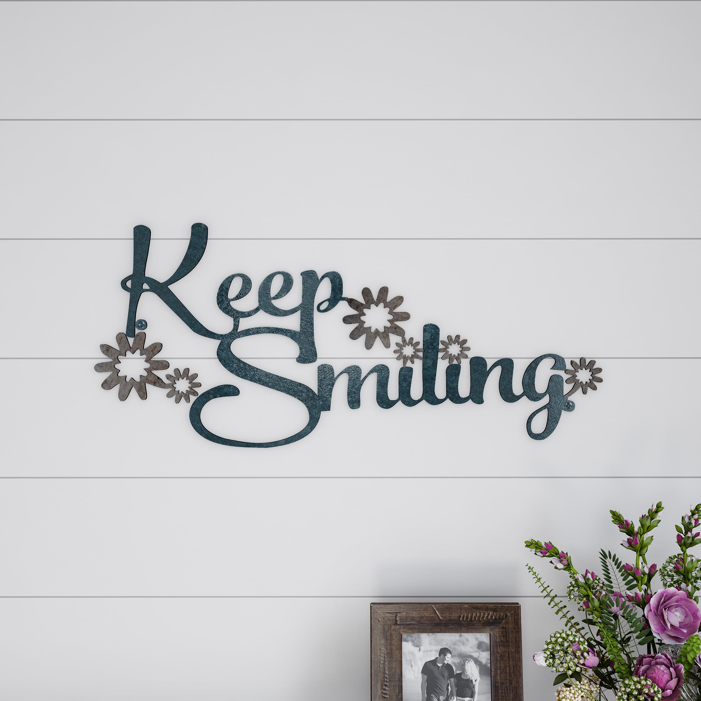 Metal Cutout Keep Smiling Decorative Wall Sign3D Word Art Home Accent
