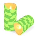 thumbnail image 3 of RMDQTR 2PCS Tapered Flickering Flame Candle Lamp LED Simulated Candle Christmas Holiday Decorations Flame-Free Safety Ambient Lighting Green Twisted Checkered, 3 of 8