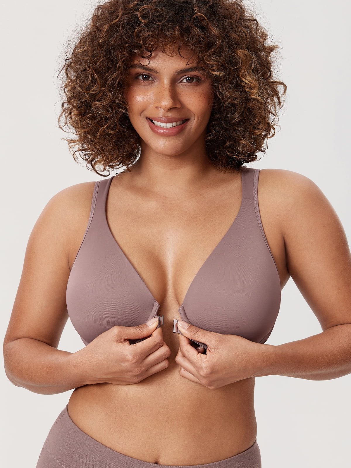 DELIMIRA Women's Front Closure Bras Posture Full Coverage Plus Size Underwire Unlined Seamless Bra