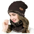 thumbnail image 3 of Sinhoon Mens Womens Winter Beanie Hats Scarf Set Warm Knit Hat Thick Fleece Lined Slouchy Cap Neck Warmer (Coffee), 3 of 18