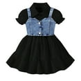 thumbnail image 1 of FAOWME Robe Chemise à Manches Courtes pour Enfants Robe Princesse Fille Robe de Concours Noire 5-6 Ans, 1 of 8