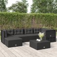 thumbnail image 1 of vidaXL 6 Piece Garden Lounge Set with Cushions Black Poly Rattan, 1 of 5