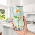 thumbnail image 5 of Daisy Flower Coffee Tumbler Travel Mug with Lid, Cute Floral Insulated Cups, Stainless Steel Tumblers, Birthday Gifts for Women, Teenage Girls, Friends, Bulk Hot & Cold Drinks, 5 of 6