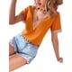 thumbnail image 5 of SAYOO Tops sueltos para mujer, manga corta, cuello en V, informal, fiesta, club, primavera, verano, patchwork SAYOO  Casual, 5 of 7